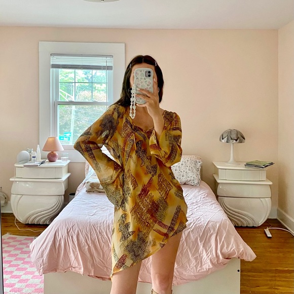 Vintage 90s Y2K Sheer Boho Tunic - Picture 3 of 8